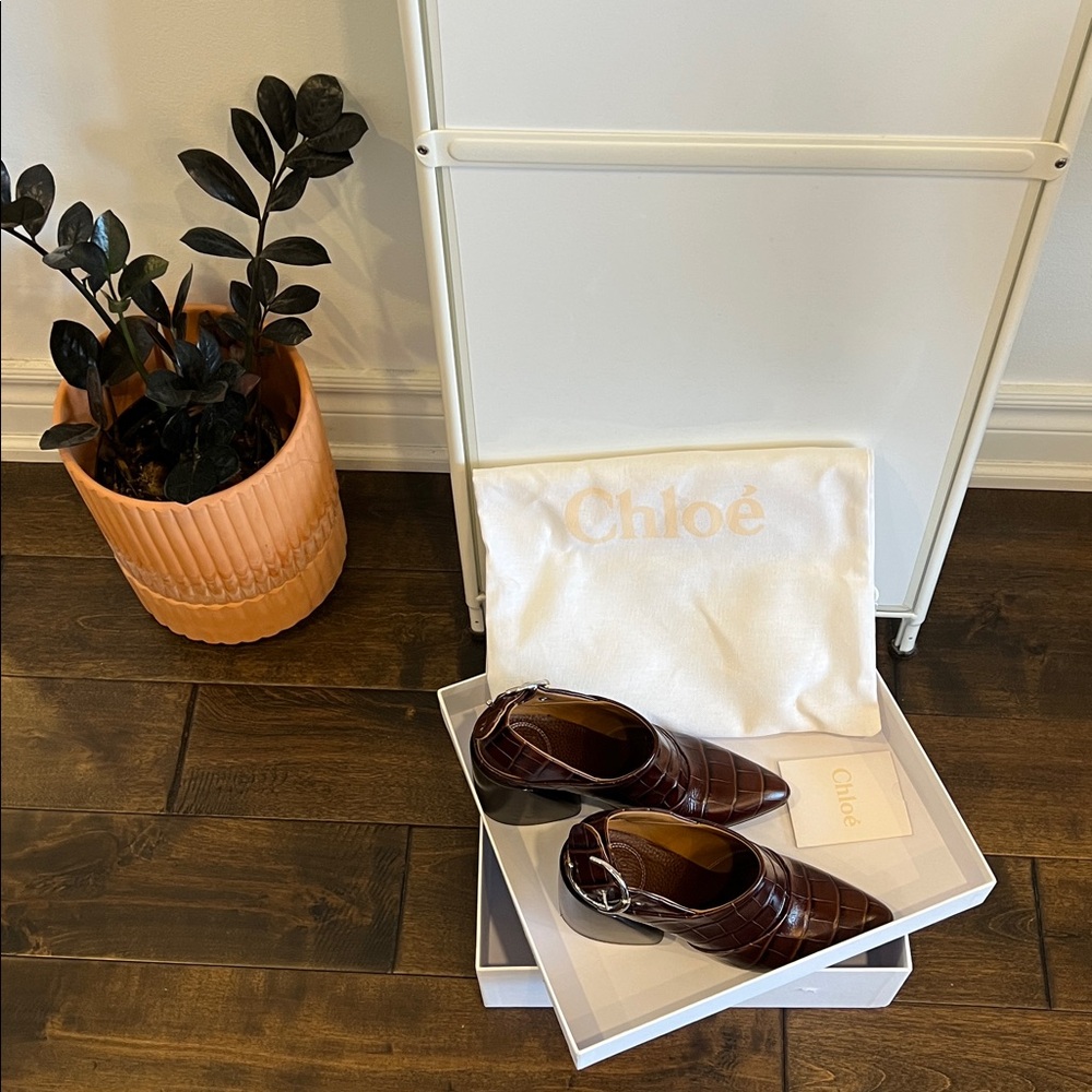 CHLOÉ Tan Wave Slingback Mules - Picture 2 of 10